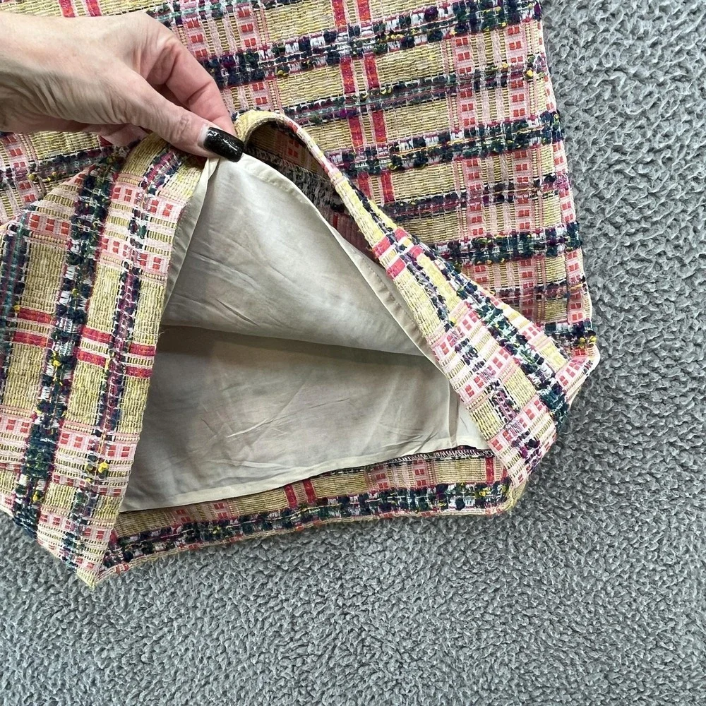Sezane Dress 4 Multicolor Plaid Tweed Katie Sleeveless MOD Retro Mini Shift - Picture 4 of 13